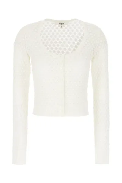 Chloé Ivory Cotton Cardigan In White