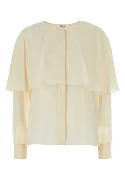 Chloé Ivory Georgette Shirt In Blanco