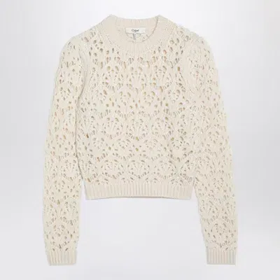 Chloé Crewneck Chunky Sweater In White