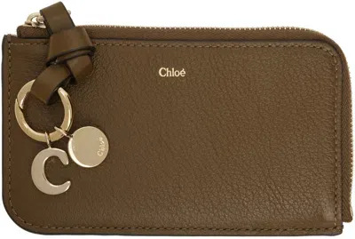 Chloé Khaki Alphabet Card Holder In 20v Dark Khaki