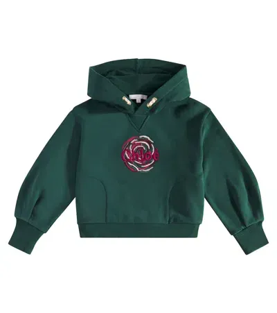 Chloé Kids' Cotton Sweatshirt In Green