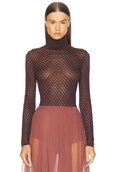 Chloé Knit Long Sleeve Top In Burgundy