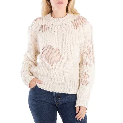 Chloé Chloe Ladies Iconic Milk Distressed Sweater In Neutral