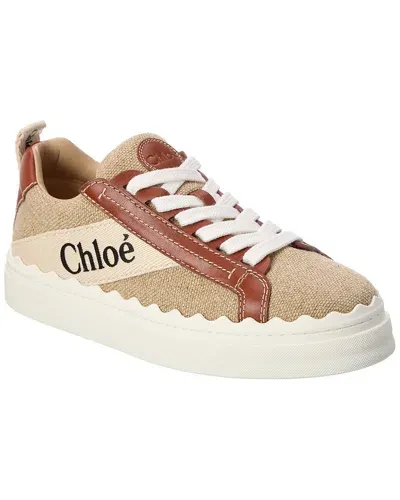 Chloé Multicolor Linen Lauren Sneakers In Beige