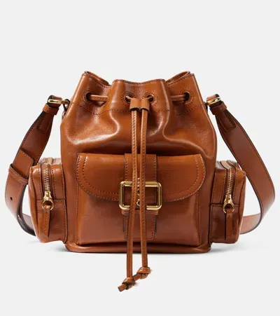 Chloé Camera Leather Bucket Bag In Brown