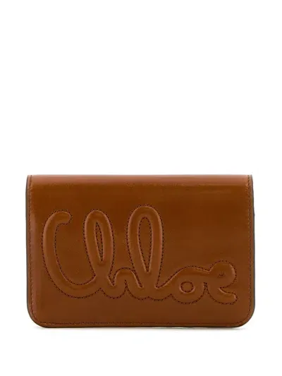 Chloé Leather Bi-fold Wallet In Brown