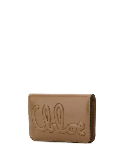 Chloé Leather Bi-fold Wallet In Neutrals