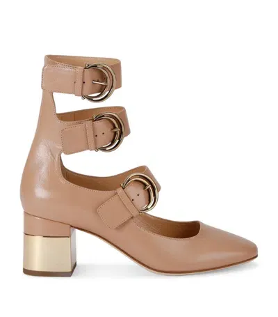 Chloé Leather Buckle-detail Alize Pumps 60 In Pale Pink