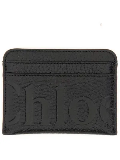 Chloé Leather Card Holder In Black