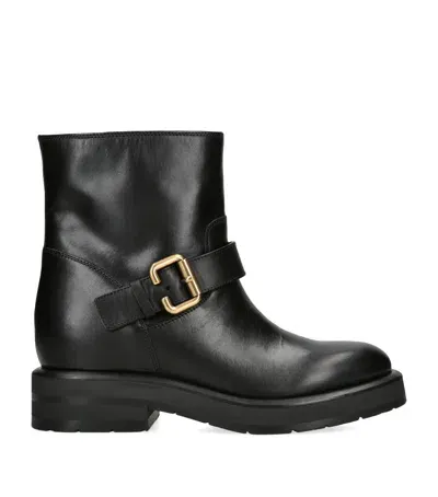 Chloé Leather Coddington Boots In Black