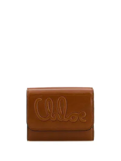 Chloé Leather Tri-fold Wallet In Brown