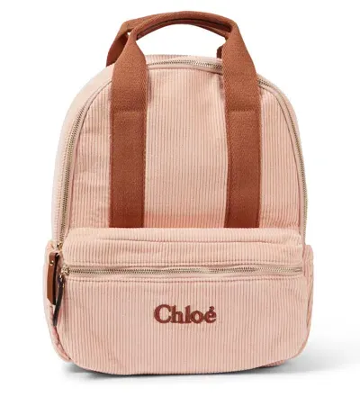 Chloé Kids' Leather-trimmed Corduroy Backpack In Pink