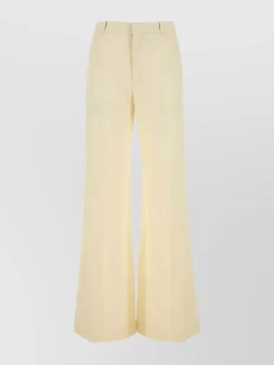 Chloé Wide-leg Linen Trousers In Beige