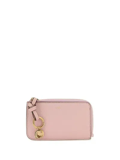 Chloé Logo-charm Leather Wallet In Pink