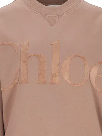 Chloé Logo Crewneck Sweatshirt In Marrone