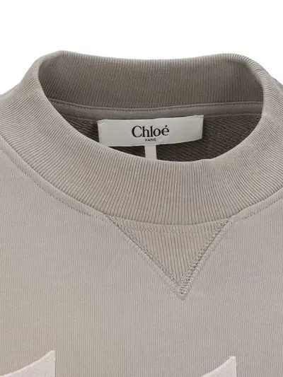 Chloé Logo Crewneck Sweatshirt In Powder Grey