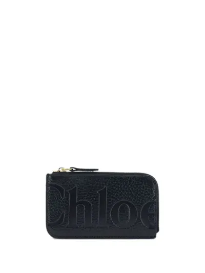 Chloé Logo-embossed Card Holder In Black