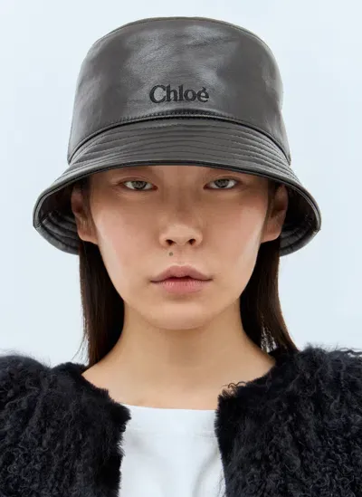 Chloé Logo Embroidery Bucket Hat In Black