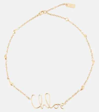 Chloé Logo Necklace In Gold