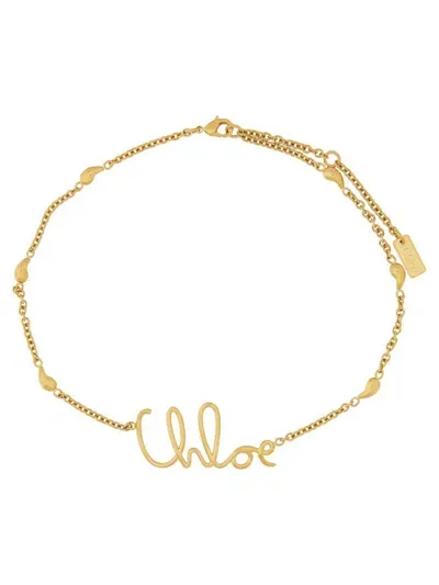 Chloé Logo Necklace In Gold