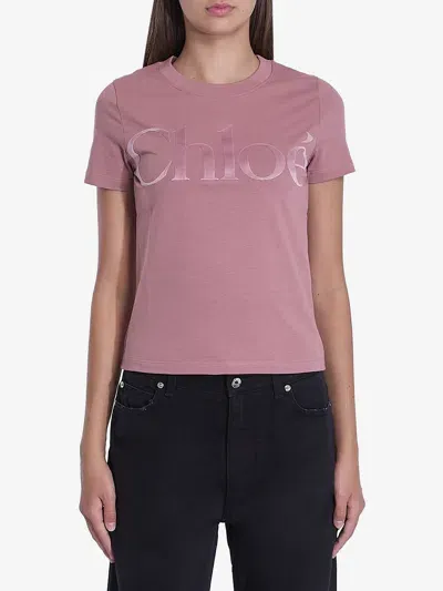 Chloé Logo Tshirt In Pink