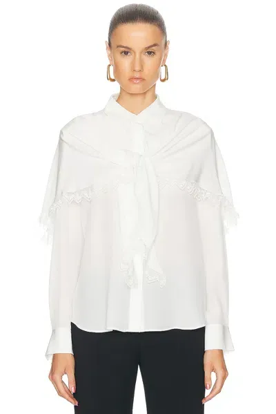 Chloé Long Sleeve Crepe De Chine Blouse In Iconic Milk