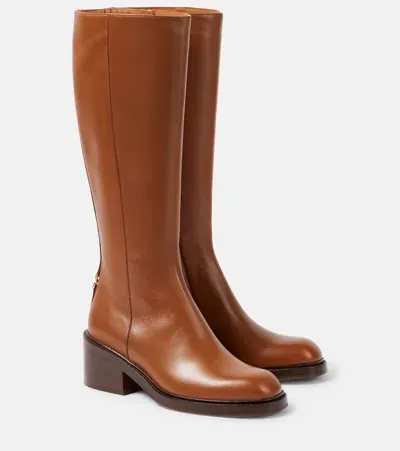 Chloé Marcie Leather Knee-high Boots In Brown