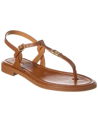 Chloé Marcie Leather Flat Thong Sandals In Brown