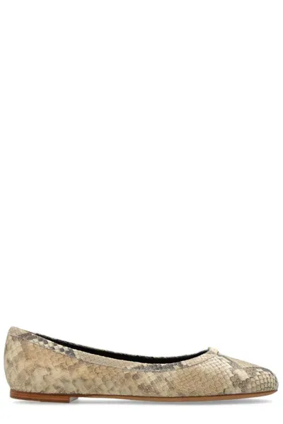 Chloé Marcie Python-embossed Leather Flat In Beige