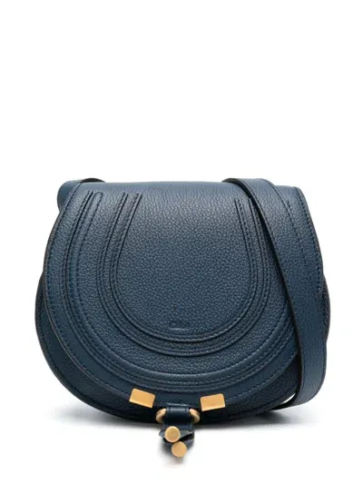 Chloé Medium Marcie Saddle Bag In Blue