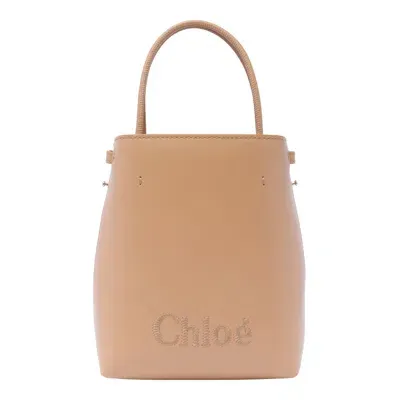 Chloé Micro Chloe Sense Tote Bag In Beige