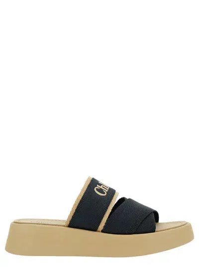 Chloé Black Mila Slide Sandals In Beige