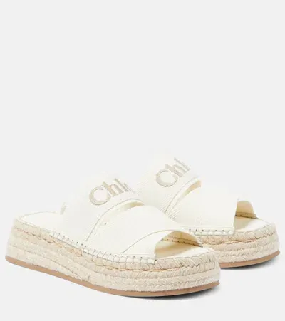 Chloé Ivory Mila Flat Sandal With Logo In White