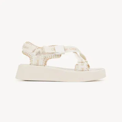 Chloé Mila Flatform Sandal White Size 4 85% Nylon, 15% Elastane