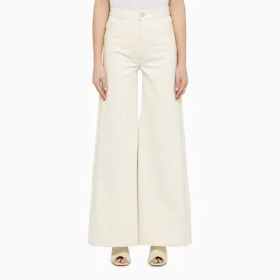 Chloé 5 Pocket Cotton Blend Palazzo Pants In White