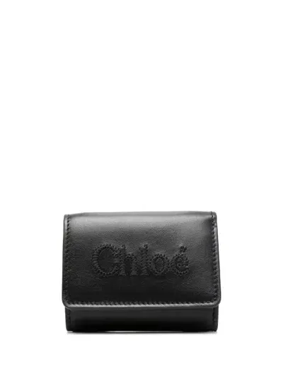 Chloé Mini Sense Leather Wallet In Black