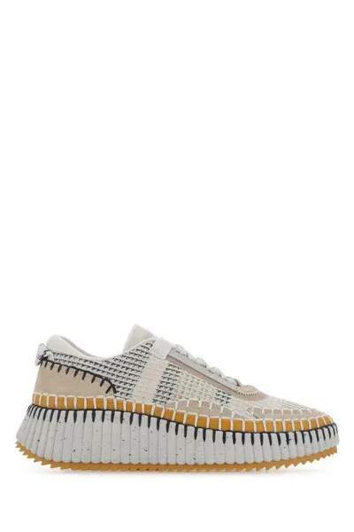 Chloé Multicolor Fabric Nama Sneakers In Beige