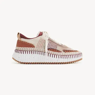 Chloé Baskets Nama Femme Brun Taille 40 100% Polyester, Cuir De Veau In Brown