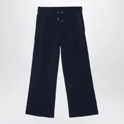 Chloé Kids' Navy Blue Cotton Trousers