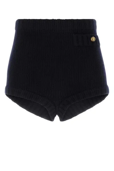 Chloé Navy Blue Wool Blend Shorts In Classicnavy