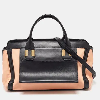 Pre-owned Chloé Orange/black Leather Alice Satchel