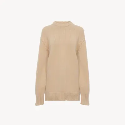 Chloé Oversized Knitted Jumper In Cashmere & Cotton Pink Size Xs 100% Cotton