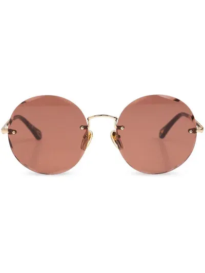 Chloé Oversized Round-frame Sunglasses In Gold