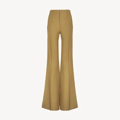 Chloé Flare Pants In Cotton Drill Gold Size 4 100% Cotton