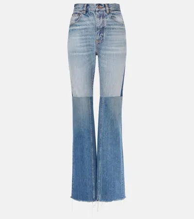 Chloé Patchwork Flared Jeans In Blue