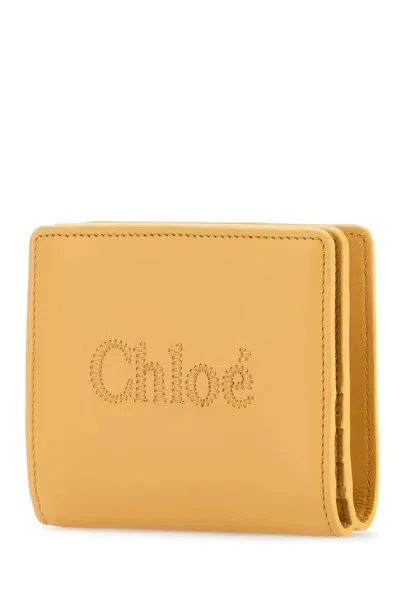 Chloé Peach Leather Wallet In Honeygold