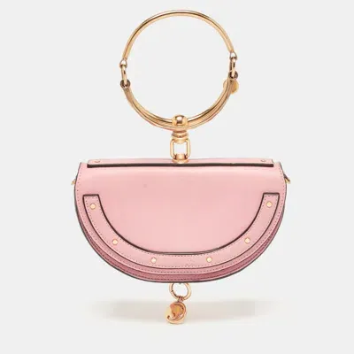 Pre-owned Chloé Pink Leather Small Nile Bracelet Minaudiere Crossbody Bag