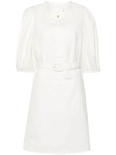 Chloé Pintuck-detail Midi Dress In White