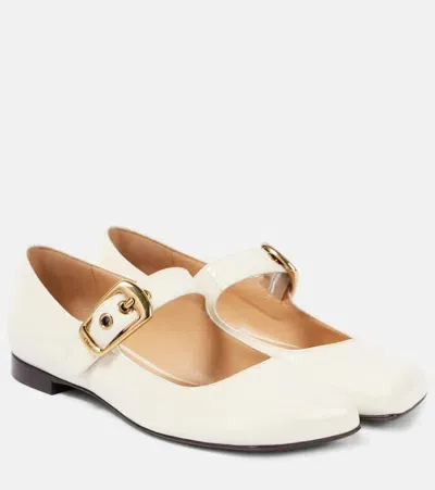 Chloé Polly Leather Mary Jane Flats In Ivory