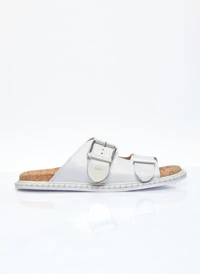 Chloé Rebecca Leather Slides In White